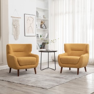 DYHOME Tufted Accent Chair, Wingback Upholstered Armchair for Living Room, Bedroom, Set of 2 - 1 of 4