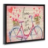 Stupell Industries Love In The Air Tulip Bike Basket Black Framed Floater Canvas Wall Art - 3 of 4