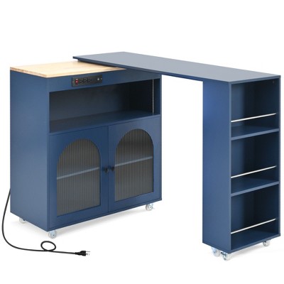 NicBex 1 Shelf Rolling Kitchen Island Cart with Extended Table and 1 Cabinet,Kitchen Island on Wheels with Shelves,Island Table for Kitchen