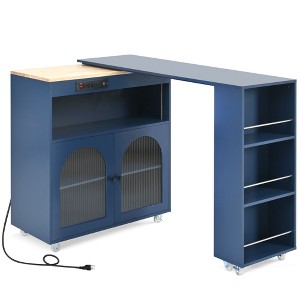 NicBex 1 Shelf Rolling Kitchen Island Cart with Extended Table and 1 Cabinet,Kitchen Island on Wheels with Shelves,Island Table for Kitchen - 1 of 4