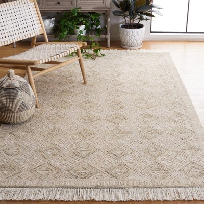 Ivory Hand-Tufted Wool Square Area Rug 6' x 6'