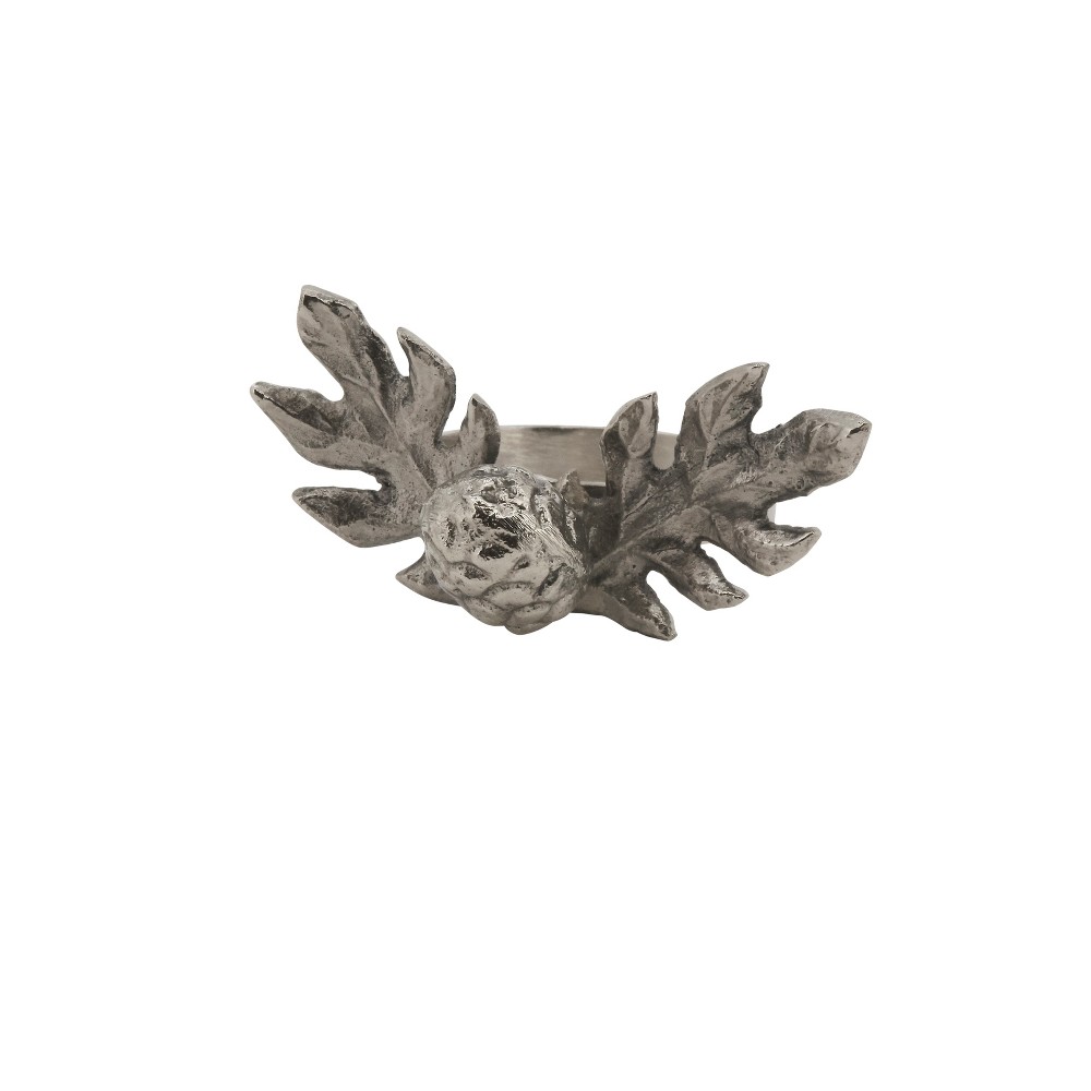 UPC 789323325914 product image for Silver Pinecone Design Rustic Lodge Style Napkin Ring Set of 4 - Saro Lifestyle | upcitemdb.com