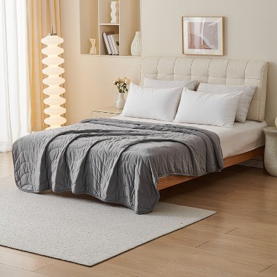 Double-Sided Cooling Comforter, Lightweight & Breathable, Machine Washable, Thin Summer Quilt, 86"x79", Dark Gray