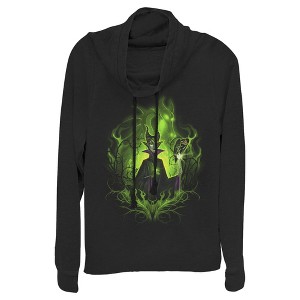 Juniors Womens Sleeping Beauty Dark Detailed Maleficent Cowl Neck Sweatshirt - 1 of 3