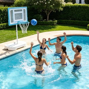 Pool Basketball Hoop Outdoor, Stainless Steel Poolside Goal with 32 ...
