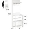 Hall Tree with Mesh Doors, 72.8in White Coat Rack Shoe Storage - 2 of 4