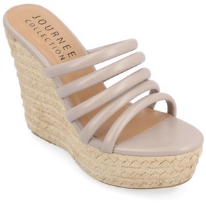 Journee Collection Womens Cynthie Slip On Espadrille Wedge Sandals - 1 of 4