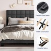 Allewie Platform Bed Frame with Wingback, Fabric Upholstered Square Stitched Headboard and Wooden Slats, Mattress Foundation, Box Spring Optional, Easy Assembly - 3 of 4