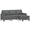 vidaXL 3-Seater Couch Sofa and Footstool Set - Dark Gray Fabric, Plywood/Metal Frame, Thick Padded Comfort for Living Room or Office - 2 of 4