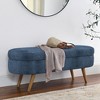 Okak Modern Oval Storage Ottoman Bench with Rubber Wood Legs Soft Long Storage Footrest Stool for Living Room, Entryway, Bedroom, Dark Blue - 4 of 4