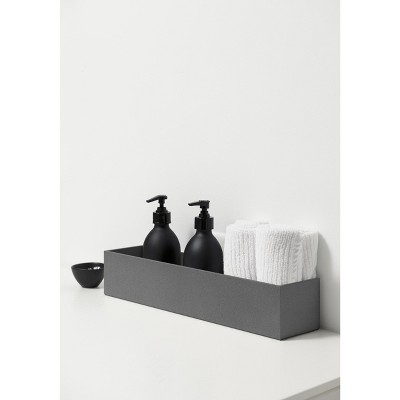 Geo Series 16" Gray Plastic-Stone Composite Planter Box Set
