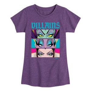 Girls' - Disney Villains - Villains Stacked Fitted Short Sleeve Graphic T-Shirt - 1 of 4