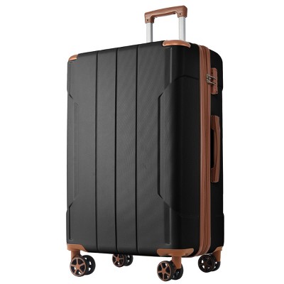 Syemin Luggage Hardshell Luggage, Lightweight Durable ABS Suitcases with Double Wheels, Expandable 28-inch Checked Luggage, Brown, 29.5"*18.5"*11.6"