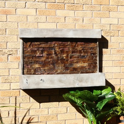 Ancient Brown Polyresin Wall-Mounted Outdoor Fountain