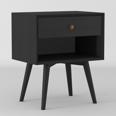 Greenberg 1 Drawer Mid-Century Modern Solid Wood Nightstand - Saracina Home