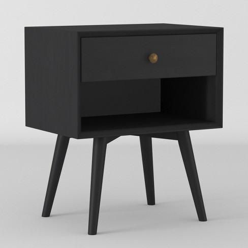 Greenberg 1 Drawer Mid-Century Modern Solid Wood Nightstand - Saracina Home - image 1 of 4