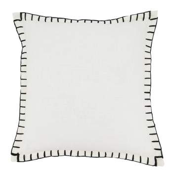 20"x20" Oversize Minimalist Chic Chunky Whip Stitch Poly Filled Square Throw Pillow White - Saro Lifestyle