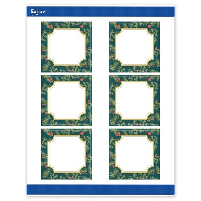 Avery Labels, 3" x 3", Gold-Teal Berries, Matte, 60ct