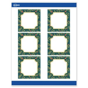 Avery Labels, 3" x 3", Gold-Teal Berries, Matte, 60ct - 1 of 4