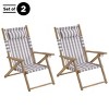 Set of 2 Outdoor Weather-Resistant Wood Folding Beach Chairs with Carry Straps and Reclining Seat by Lavish Homes - 3 of 4