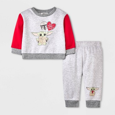 Image of Baby Boys' Star Wars: The Mandalorian Top and Bottom Set - Light Gray Newborn