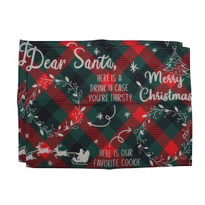 Unique Bargains Christmas Place Mats Diamond-Pattern Wreath Reindeer Sleigh Linen Red Green White 13"x17.7" 2 Pcs - 1 of 4