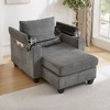 TiramisuBest Convertible Chaise Lounge Sofa Chair–37.4" Corduroy Sleeper with USB Ports, Cup Holders, Phone Holder & Storage,Grey - 4 of 4
