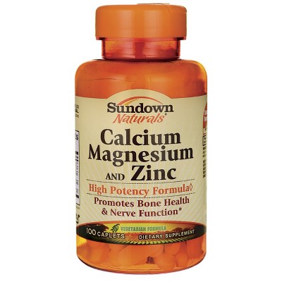 Sundown Naturals Mineral Supplements Calcium Magnesium and Zinc Caplet 100ct