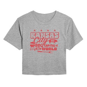 Women's - Instant Message - Kansas City MO BBQ Cropped Graphic T-Shirt - 1 of 4
