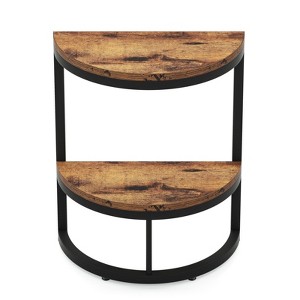 SEVOBAL End Tables Two Tier Half Moon Accent Table with Rustic Wood and Open Shelf for Living Room Bedroom , Rustic Brown, 12.01"*26.97"*4.53" - 1 of 4