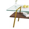 GlasFlength Living Room Modern Minimalist End Tables, Stylish and Fashion, Space Saving for Small Homes Spaces, Brown,38.58”*16.73”*22.84" - 3 of 4