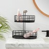 2 Tier Divided Wire Basket with Wood Handle Black - Brightroom™: Iron Storage & Organization, Decorative Rectangle - image 2 of 3