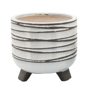 SEVOBAL Planters 6/8" Footed Planter For Indoor And Outdoor Use Ideal For Succulents And Houseplants Ceramic, White, 8.00"*8.00"*7.50" - 1 of 4