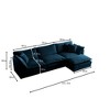 NicBex Couches for Living Room 111.5" Modern L Shape Sectional Sofa Couch with Ottoman Chenille Upholstered 3 Seater Sleeper Sofa, Blue - 3 of 4