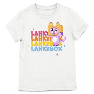 LankyBox Foxy Repeat Text Crew Neck Short Sleeve Youth Girl’s White T-shirt - 1 of 3