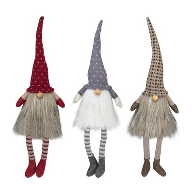 Northlight Set of 3 Sitting Christmas Gnomes with Dangling Legs 20"