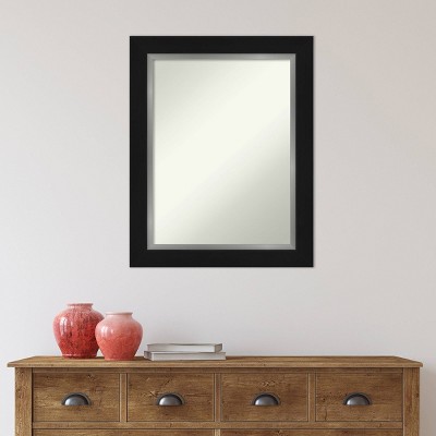 Eva Black Silver Rectangular Bathroom Vanity Wall Mirror - 36" x 30.34"