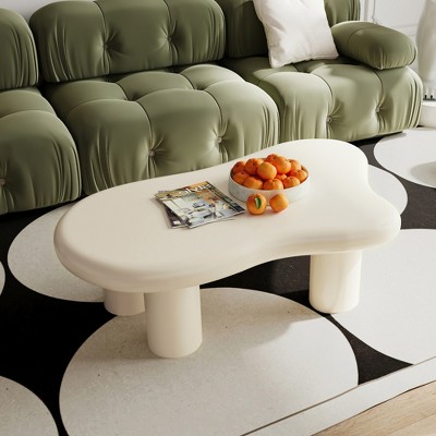 UPHA 40 Inch MDF Cloud Shaped Coffee Table for Living Room