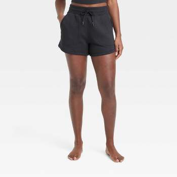 Jockey Sport Womens Pleated Front Elastic Waist Black Running Shorts Size  Large