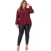 Agnes Orinda Women's Plus Size Glitter Sparkle Keyhole V Neck Long Sleeve Pleated Party Tops - 3 of 4
