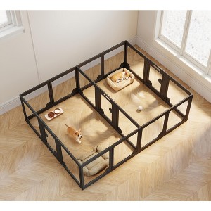 AMERLIFE Acrylic Clear Indoor Dog Playpen, 24" Transparent Fence with 2 Door, Modular Pet Play Pen for Little Pets, Easy Assembly - 1 of 4