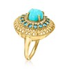 Ross-Simons Turquoise and 0.80 ct. t.w. London Blue Topaz Ring With .15 ct. t.w. Lab-Grown Diamonds in 18kt Gold Over Sterling - 3 of 4