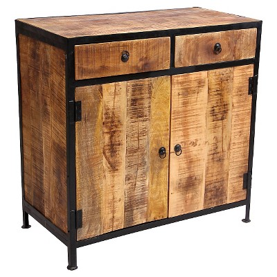 Industrial Sideboard Cabinet 35"x35"x18" Reclaimed Wood & Iron Natural - Timbergirl