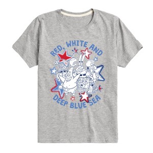 Boys' - SpongeBob SquarePants - Red, White and Deep Blue Sea Short Sleeve Graphic T-Shirt - 1 of 4