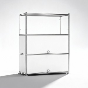 Fortune Candy 3 Tier Metal Storage Cabinet with Doors, Modern Organizer, Open Shelf for Dining Room or Living Space - 1 of 4