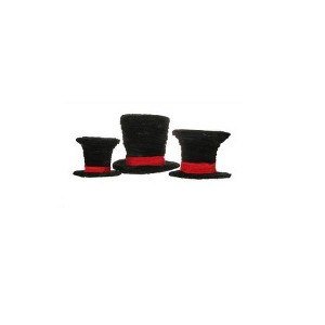 TJ's Christmas Set of 3 Black Velveteen Wrapped Top Hat Christmas Table Decorations 7" - 1 of 1