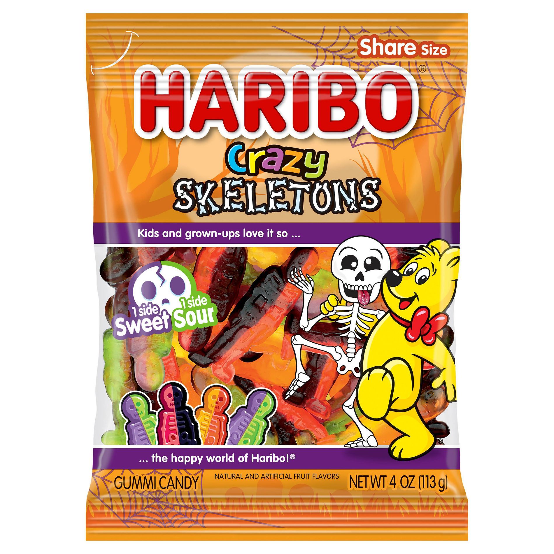 HARIBO Halloween Crazy Skeletons Gummy Candy -  4oz