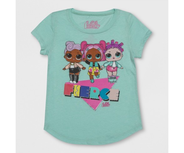 Girls' L.O.L. Surprise! Fierce Short Sleeve T-Shirt - Green XS