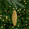 Northlight Glitter Accent Pine Cone Glass Christmas Ornament - 8" - Gold - 2 of 3