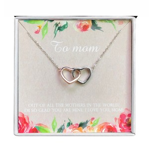 Mom Greeting Card Sterling Silver Linked Hearts Necklace Women Ginger Lyne Collection - 1 of 4